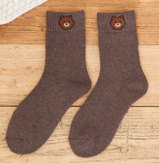 Women's Light Coffee Bear Socks