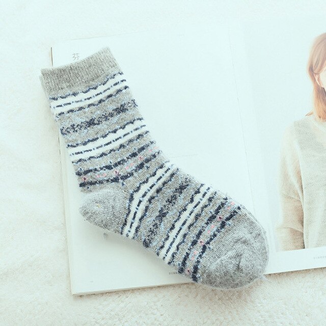 Women's Gray Patterned Winter Socks