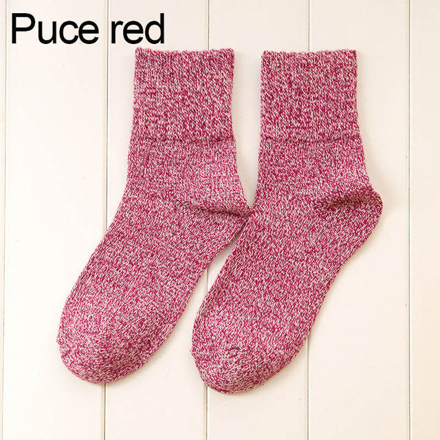 Puce red thick cashmere socks